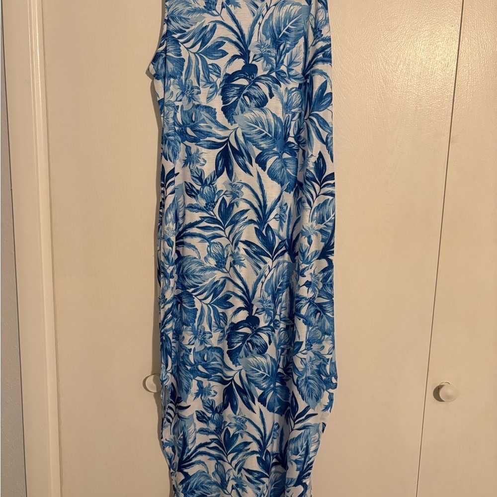 Blue and White Floral Maxi Dress
